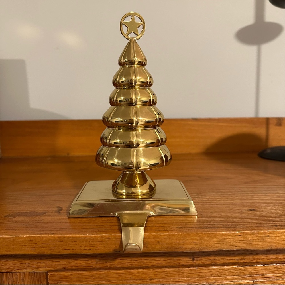 Solid Brass Christmas Tree Stocking Holder